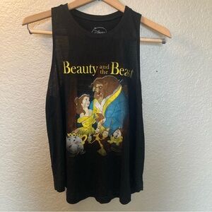 Disney Black Beauty and the Beast Tank Top with Yellow and Blue Graphic